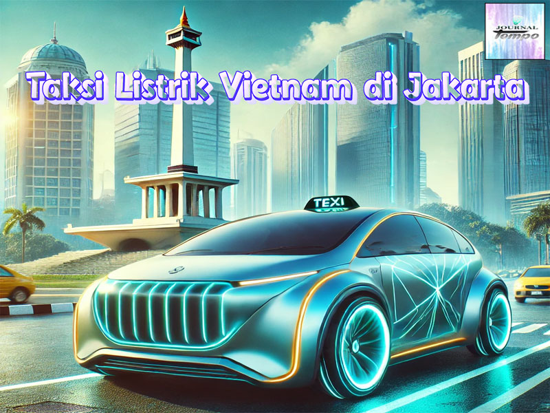 Taksi Listrik Biru Kehijauan Asal Vietnam Melaju di Jalanan Jakarta