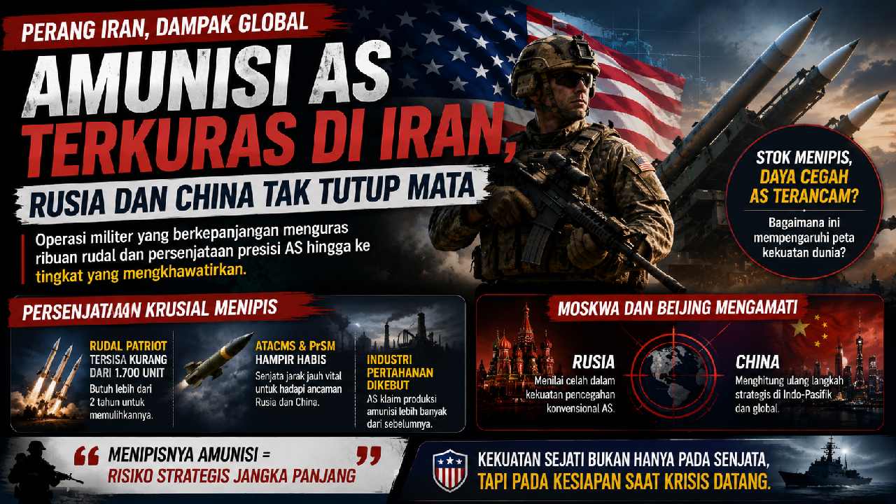Amunisi AS Terkuras di Iran, Rusia dan China Mengamati Celah Strategis