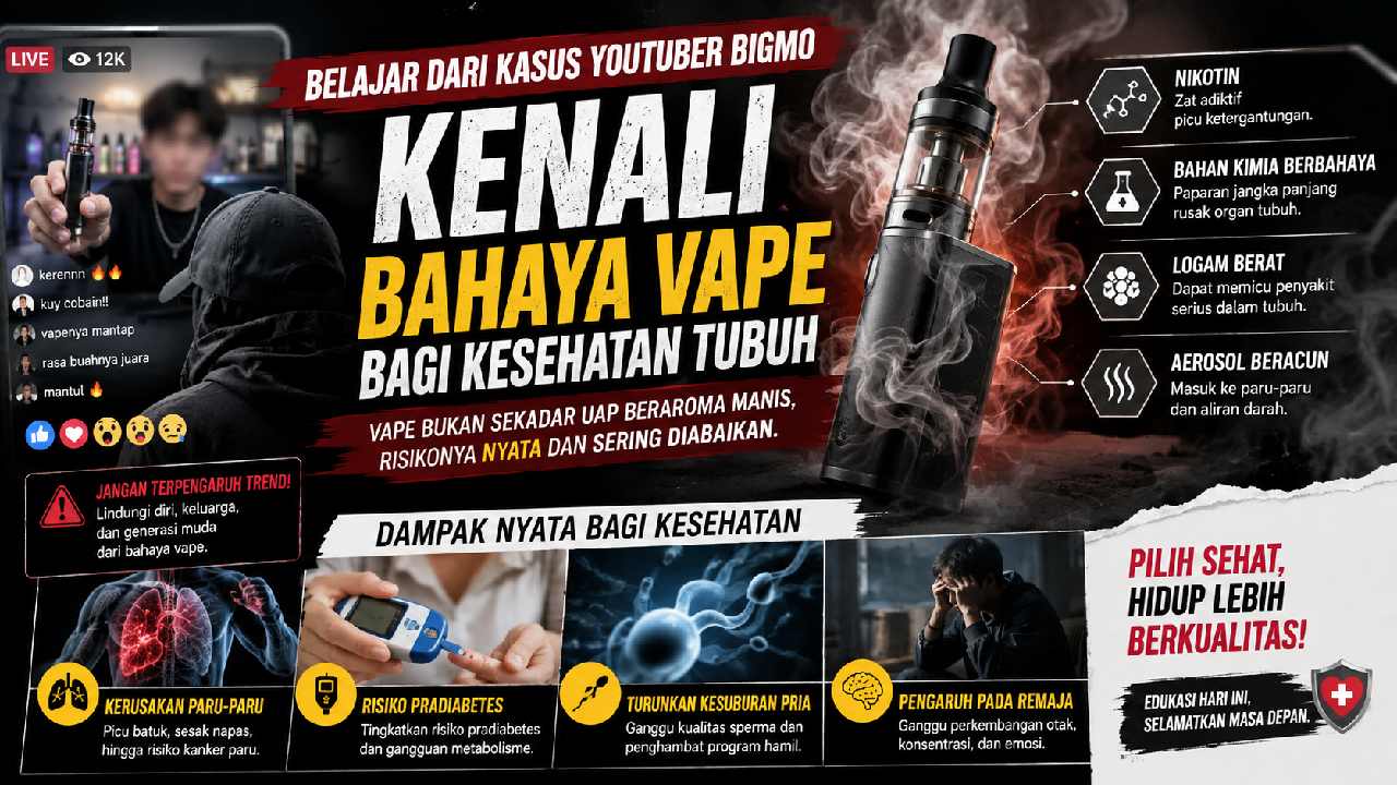 Belajar dari Kasus YouTuber Bigmo, Kenali Bahaya Vape bagi Kesehatan Tubuh