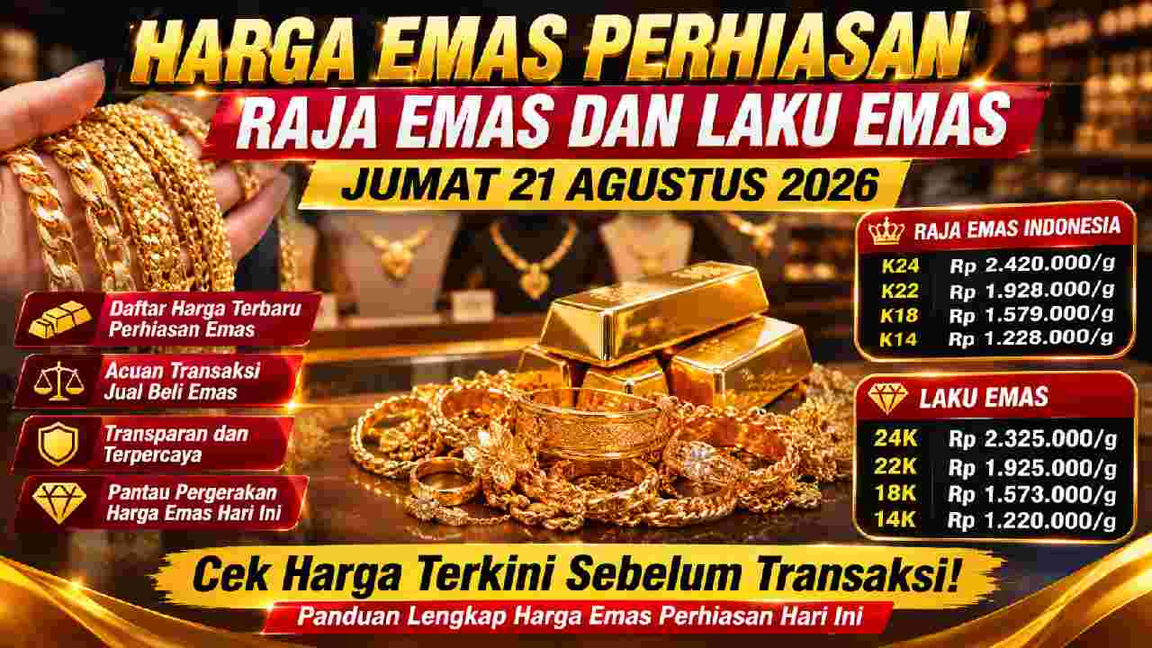 Harga Emas Perhiasan Hari Ini, Raja Emas dan Laku Emas Jadi Acuan