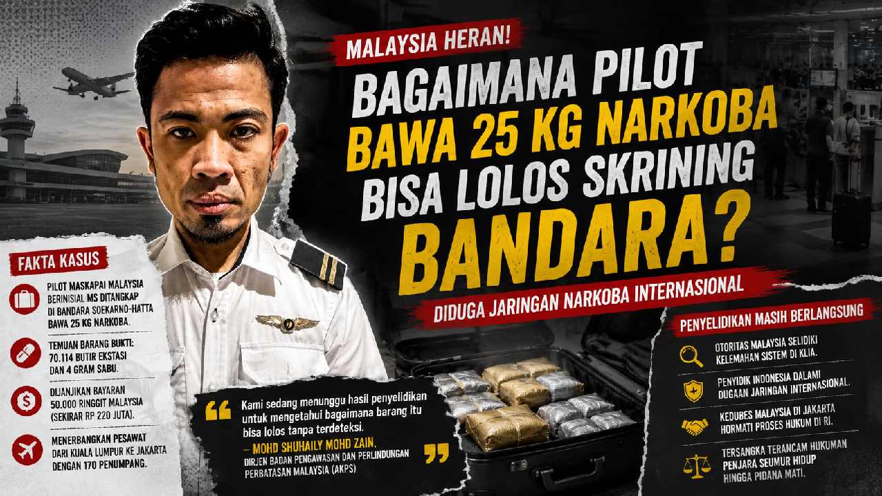 Malaysia Pertanyakan Lolosnya Pilot Pembawa 25 Kg Narkoba dari Skrining Bandara
