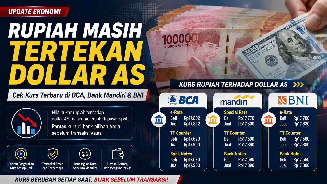 Rupiah Masih Tertekan Dollar AS, Kurs di BCA dan Bank Mandiri Jadi Perhatian
