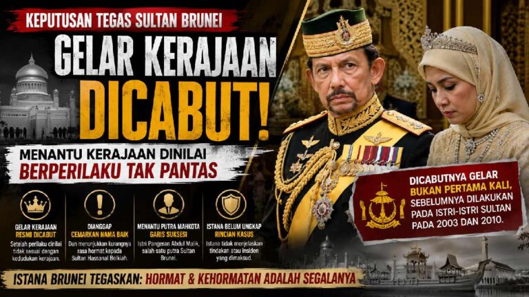 Sultan Brunei Cabut Gelar Kerajaan Menantu, Istana Soroti Perilaku Tak Pantas