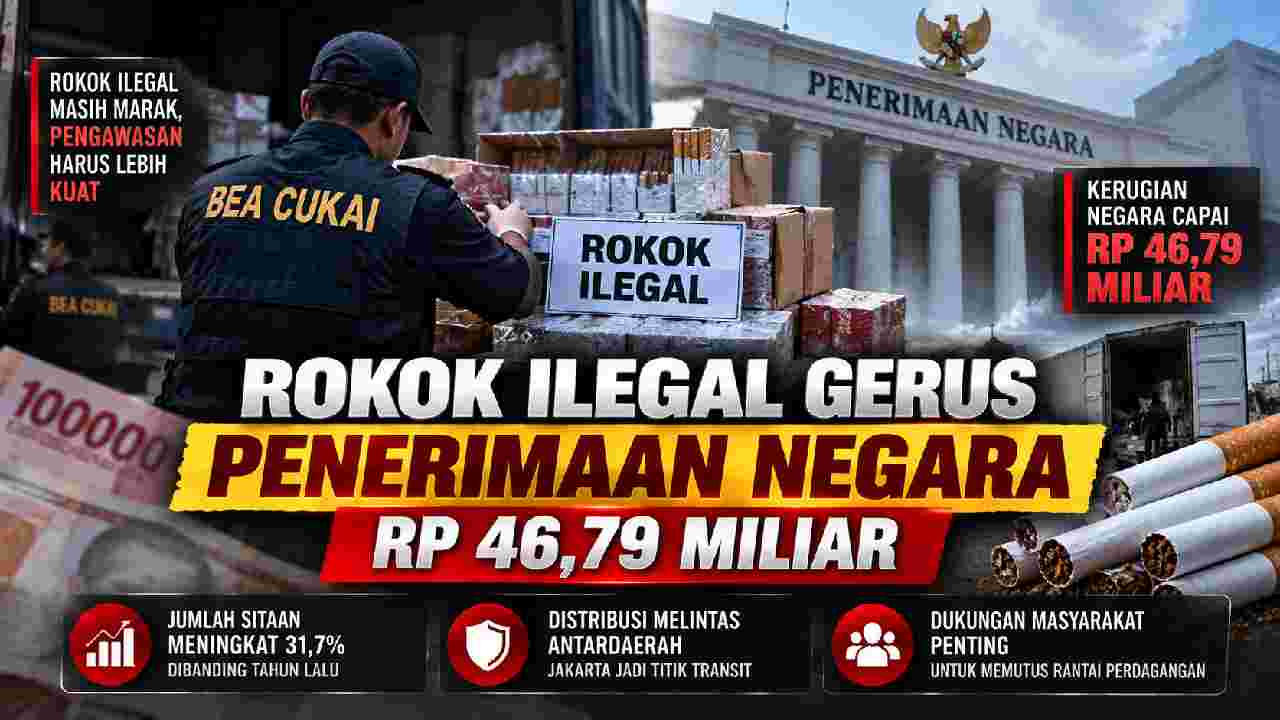 Rokok Ilegal Makin Masif, Potensi Penerimaan Negara Hilang Rp46,79 Miliar